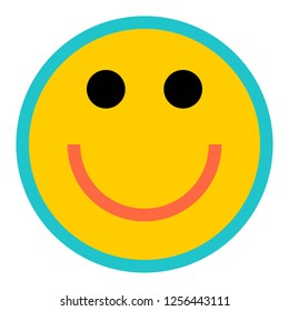 Happy smiling face emoticon icon in flat style. Yellow symbol on the white background created in 2D flat style. This design graphic element is saved as a vector illustration in the EPS file format
