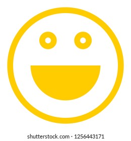 Happy smiling face emoticon icon in flat style. Yellow symbol on the white background created in 2D flat style. This design graphic element is saved as a vector illustration in the EPS file format
