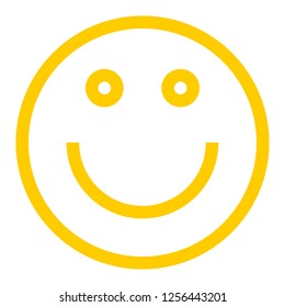 Happy smiling face emoticon icon in flat style. Yellow symbol on the white background created in 2D flat style. This design graphic element is saved as a vector illustration in the EPS file format