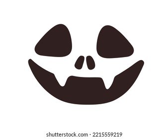 Happy smiling face expression of Halloween jack, creepy stencil for October holiday. Spooky horror evil pumpkin template for Heloween decoration. Flat vector illustration isolated on white background