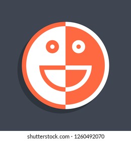 Happy smiling face icon in flat style. Emoticon smile icon or emoji sign on dark gray background. This design graphic element is saved as a vector illustration in the EPS file format.
