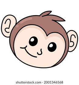 Happy lächelnden Gesicht Affen Kopf, Vektorgrafik Karton Emoticon. Symbolzeichnung