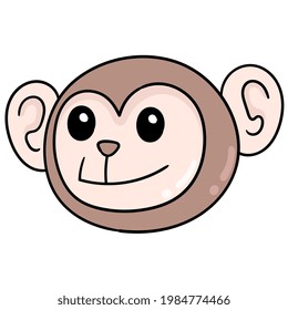 cara sonriente feliz cabeza de mono, ilustración vectorial emoticono de cartón. dibujo de icono de garabato