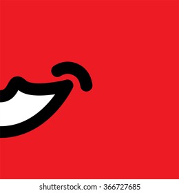 happy smiling face on red background  - vector graphic.