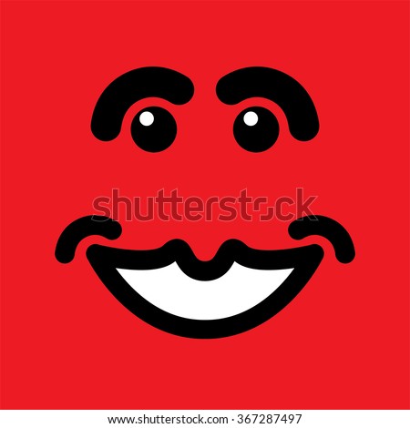 happy smiling face on red background - vector graphic.