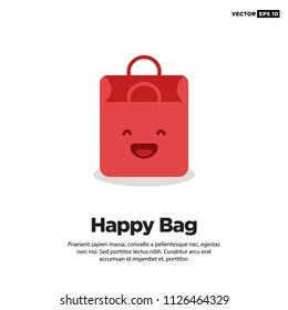 Happy Smiling Face Paper Shopping Bag Vector Illustration  svg