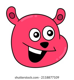 Happy lächelnden Gesicht roten Bärenkopf, Vektorgrafik Karton Emoticon. Symbolzeichnung