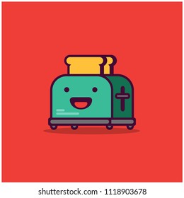 Happy Smiling Face Toaster Vector Illustration