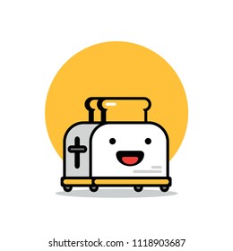 Happy Smiling Face Toaster Vector Illustration