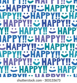 Happy & smiling faces background. Seamless pattern.Vector.
