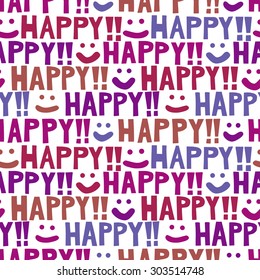 Happy & smiling faces background. Seamless pattern.Vector.