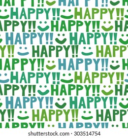 Happy & smiling faces background. Seamless pattern.Vector.