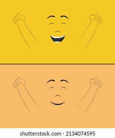 Happy smiling faces with cheerful hand for world happiness day design