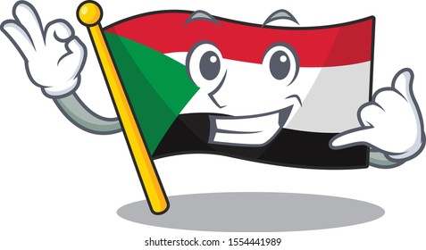 Happy smiling flag sudan call me cartoon character