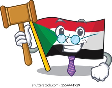 Happy smiling flag sudan judge cartoon character