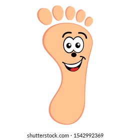 Happy smiling foot cartoon vector illustration isolated on white background