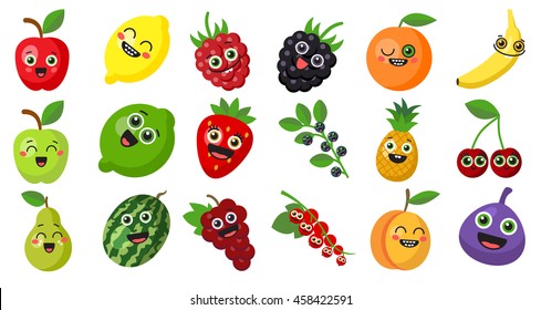 Funny Fruit Cartoon Isolated On White Stock Vector (Royalty Free) 91820048