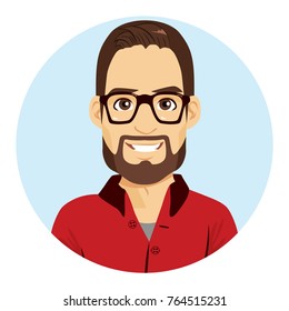 Happy smiling geek hipster beard man cool avatar