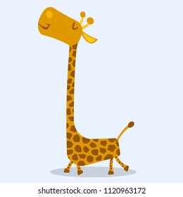 happy smiling giraffe illustration against light blue background