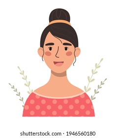 Happy smiling girl. Vector character in cartoon style.