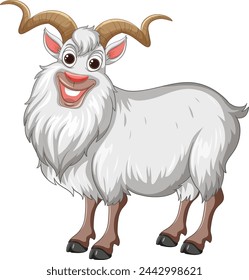 A happy, smiling goat in vector style.