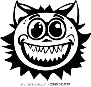 Happy smiling goofy cat monster