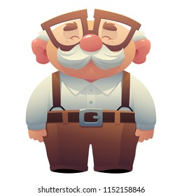 Happy smiling grandfather, wearing glasses with a mustache EPS8 vector