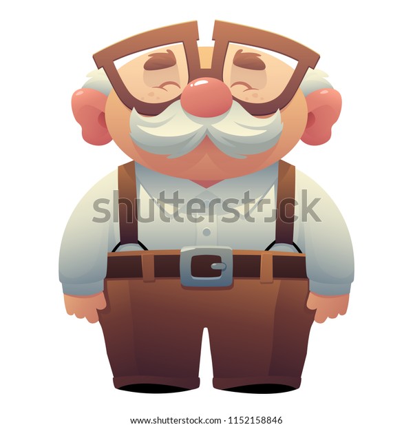 Happy Smiling Grandfather Wearing Glasses Mustache Stock Vector ...