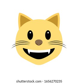 Happy smiling grinning cat face emoji vector