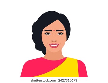 happy smiling indian  woman wearing traditional clothes background vector illustration