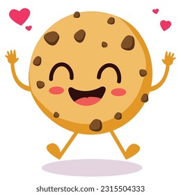 Happy smiling Kawaii cute cookie. Vector flat cartoon character illustration icon design. Isolated on white background.