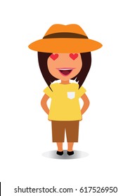 Happy, Smiling and Laughing Avatar of Cartoon Character in Flat Vector - Use as Emoji, Mascot or Emoticon Young Female Illustration Isolated on White Background
