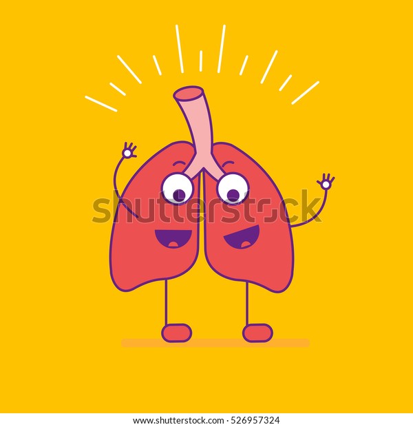 Happy Smiling Lungs Logotype Cheerful Cartoon Stock Vector Royalty