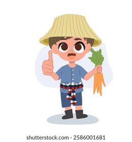 happy smiling male farmer with thumbs up gesture