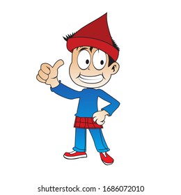 Happy smiling  man character showing ok sign. Vector flat illustration, Cute cartoon boy, food mascot
