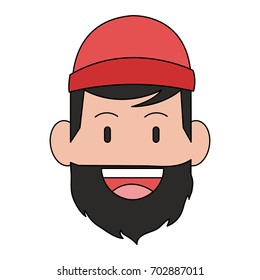 happy smiling man with full beard and mustache icon image