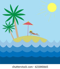 Happy smiling man on a beach of tropical island