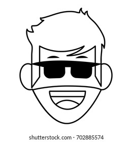 happy smiling man with sunglasses full beard and mustache hipste