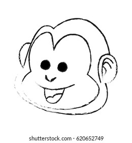 happy smiling monkey cartoon icon image 