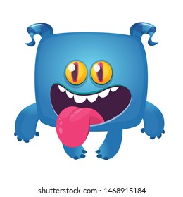 Happy Smiling Monster Cartoon Showing Tongue. Vector Illustration
