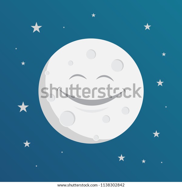 happy smiling\
moon design, vector\
illustration