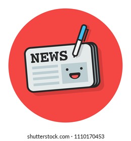 happy Smiling Newspaper Vector illustration With Pen