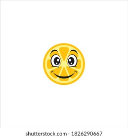 Happy smiling orange fruits emoticon. Healthy vegetarian fruit character icon vector illustration