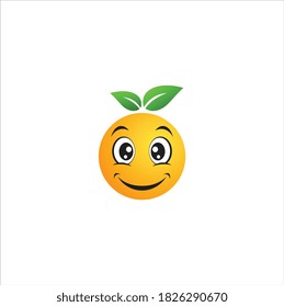 Happy smiling orange fruits emoticon. Healthy vegetarian fruit character icon vector illustration