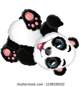 Happy smiling Panda isolated on white background.  Cute cartoon vector character.