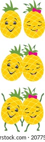 Felices piñas sonrientes. Ajustado para el diseño. Vector