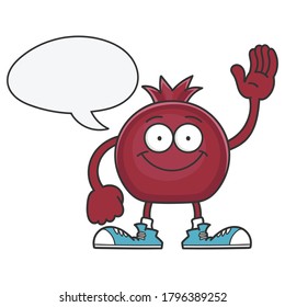 happy smiling pomegranate fruit cartoon character isolated on white background