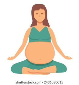 Happy smiling pregnant female icon cartoon vector. Meditation pose. Relax calm face