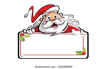 happy smiling santa calus cartoon character presenting message o stock ıllustratıon