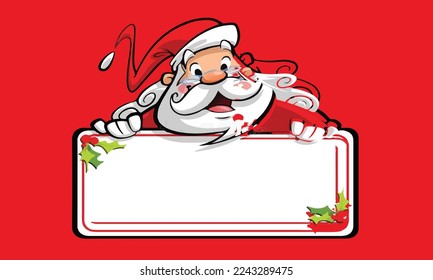 happy smiling santa calus cartoon character presenting message o stock ıllustratıon